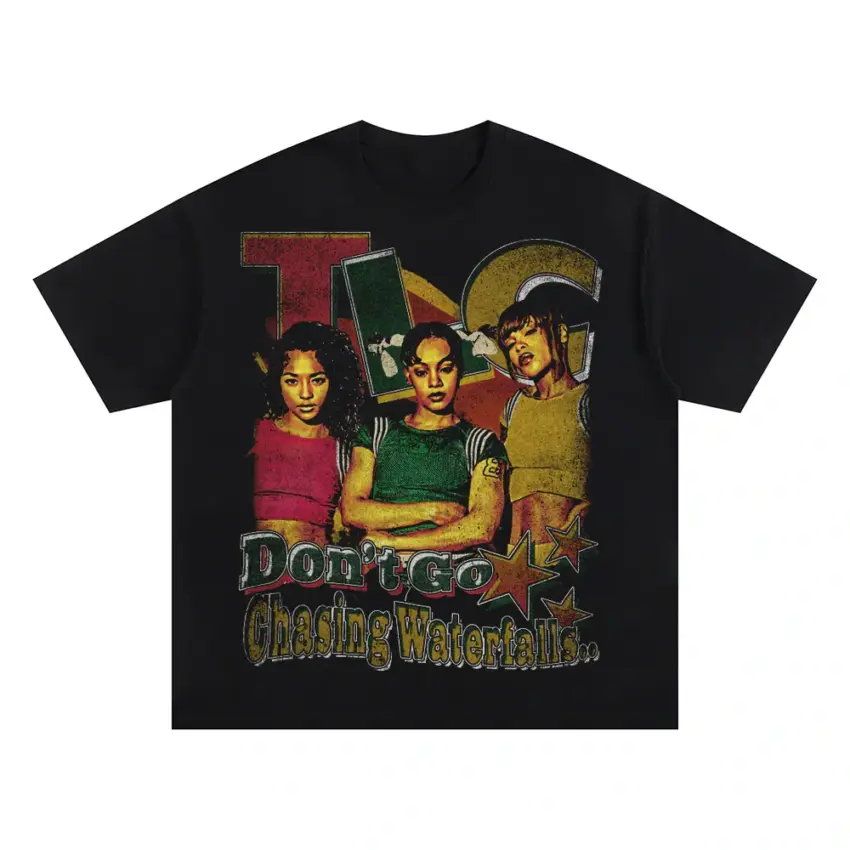 Dont Go Chasing Waterfalls Oversized Black Graphic Tee