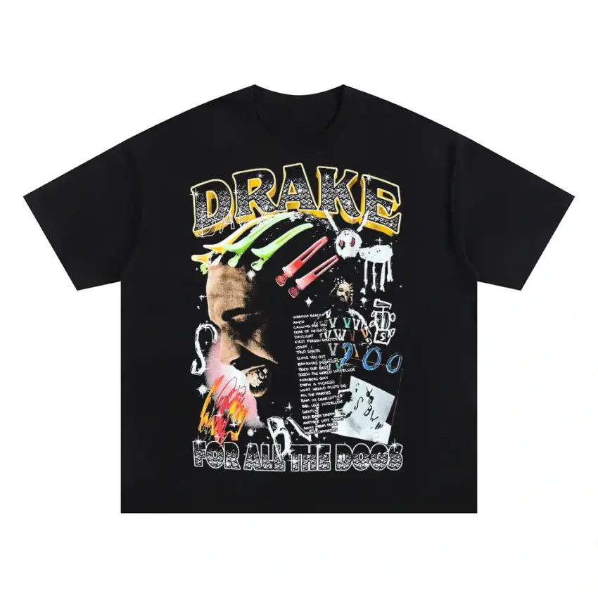 Drake For All The Dogs Oversized Black Graphic Tee