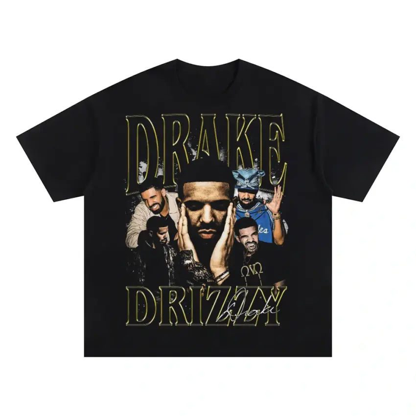 Drake Drizzy Collage Oversized Black Graphic Tee