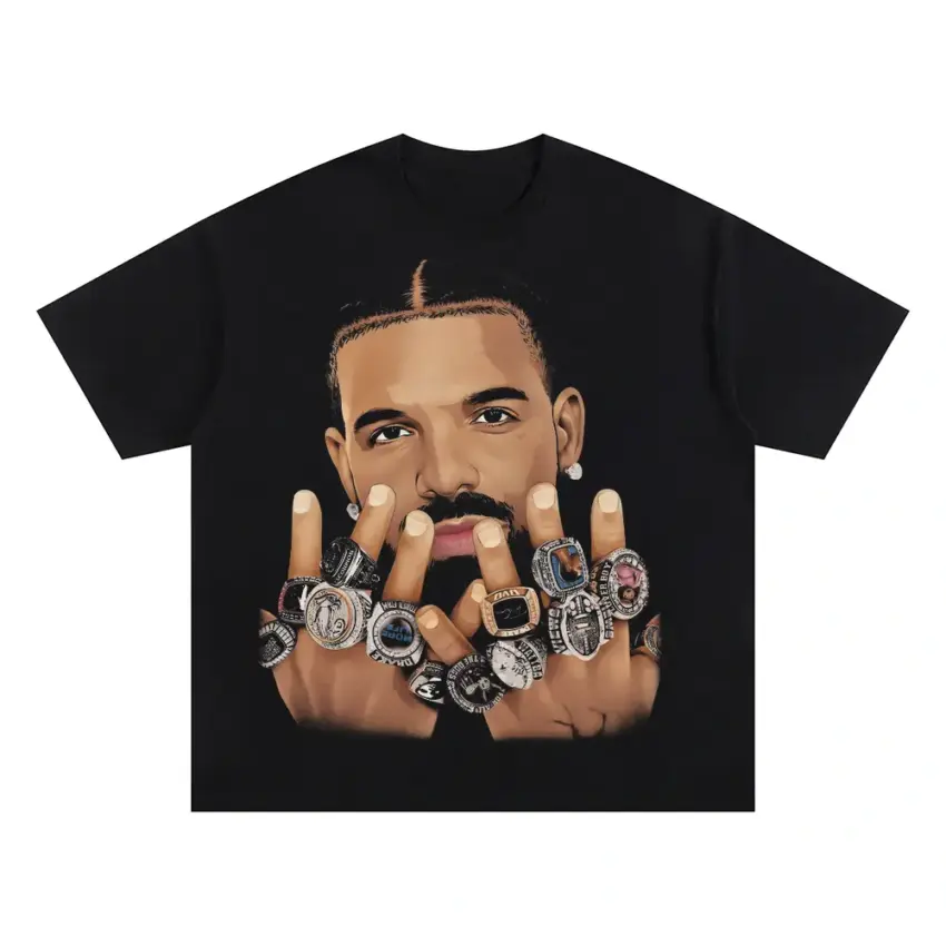 Drake The Champ Oversized Black Graphic Tee