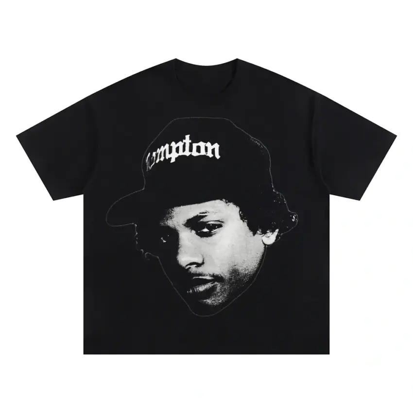 Eazy E Compton Hat Oversized Black Graphic Tee