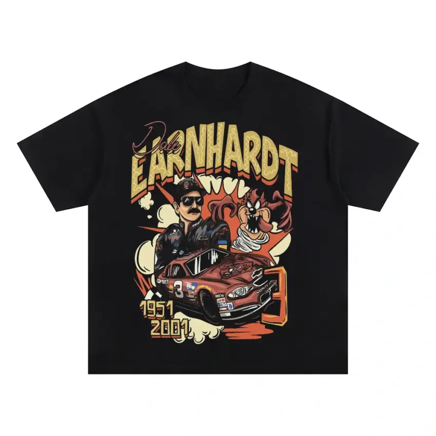 Earnhardt The Intimidator Oversized Black Graphic Tee