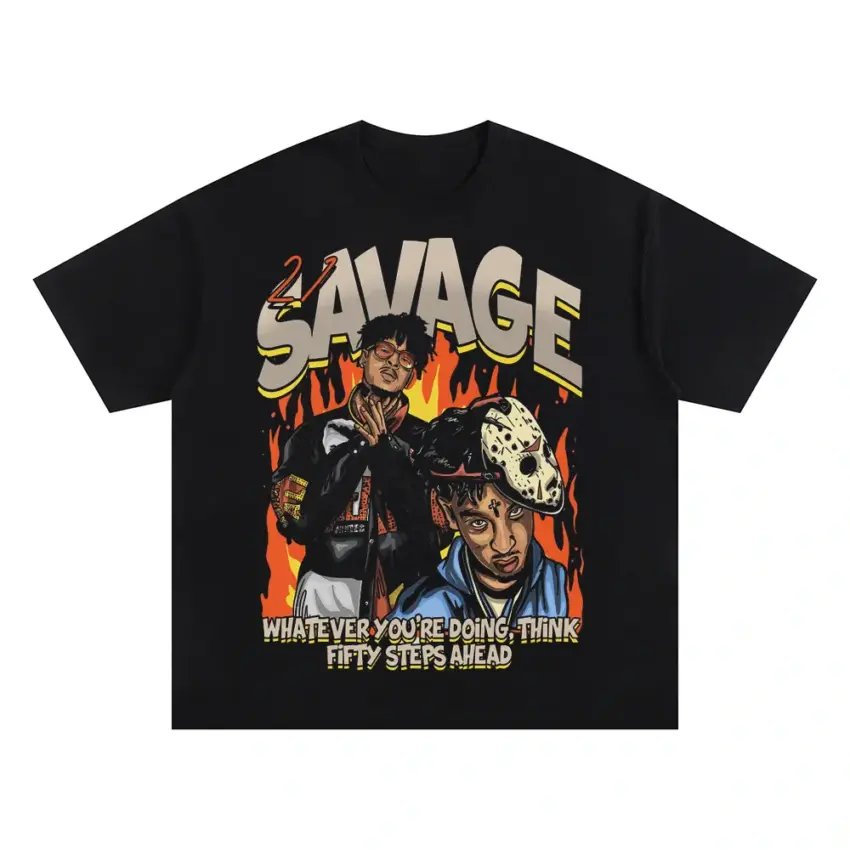 Fifty Steps Ahead Oversized Black Graphic Tee