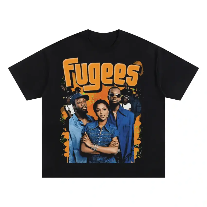 Fugees The Score Tribute Oversized Black Graphic Tee