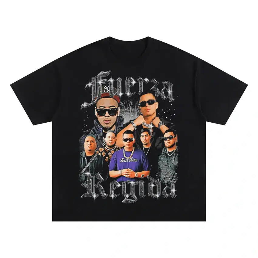 Fuerza Regida Tribute Oversized Black Graphic Tee
