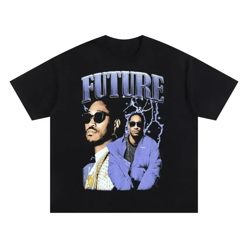 Future Suit And Tie Oversized Black Graphic Tee
