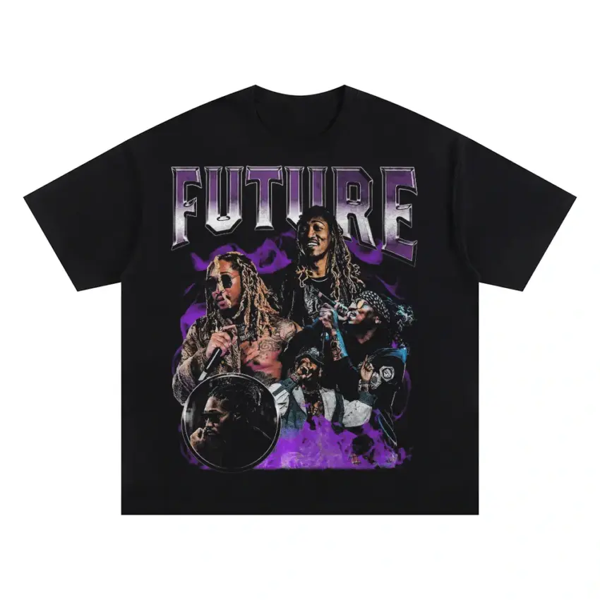 Future Purple Reign Collage Oversized Black Graphic Tee
