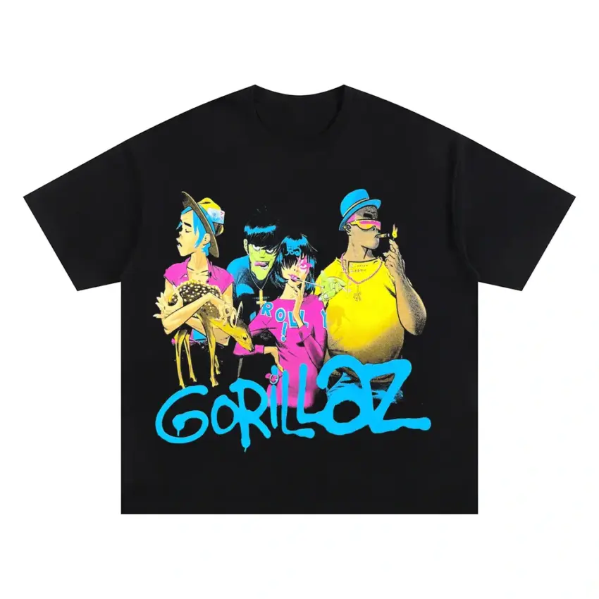Gorillaz Cracker Island Oversized Black Graphic Tee