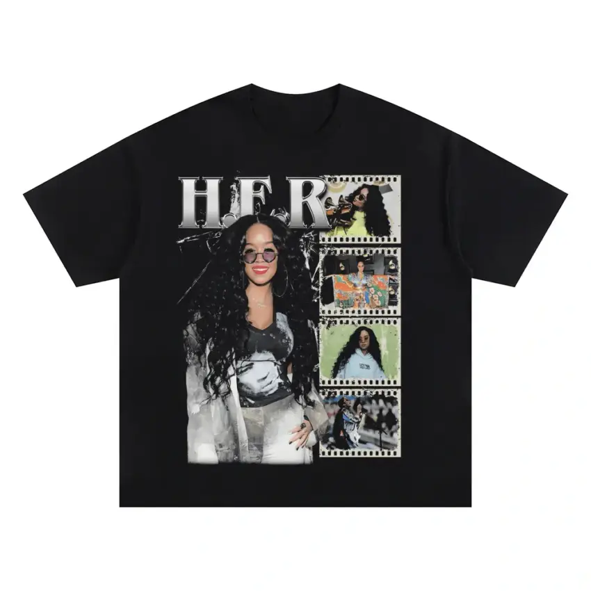 HER Back Of My Mind Oversized Black Graphic Tee
