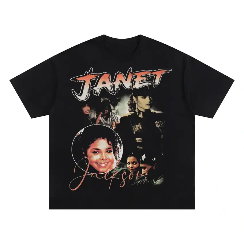 Janet Jackson Rhythm Nation Oversized Black Graphic Tee