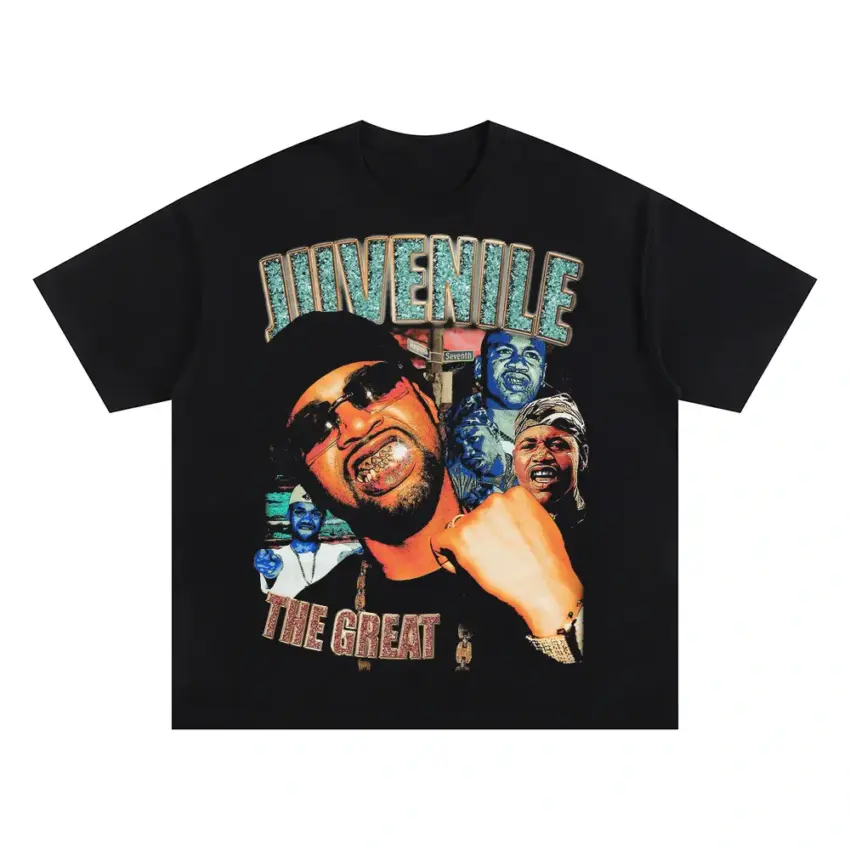 Juvenile The Great 400 Degreez Oversized Black Graphic Tee