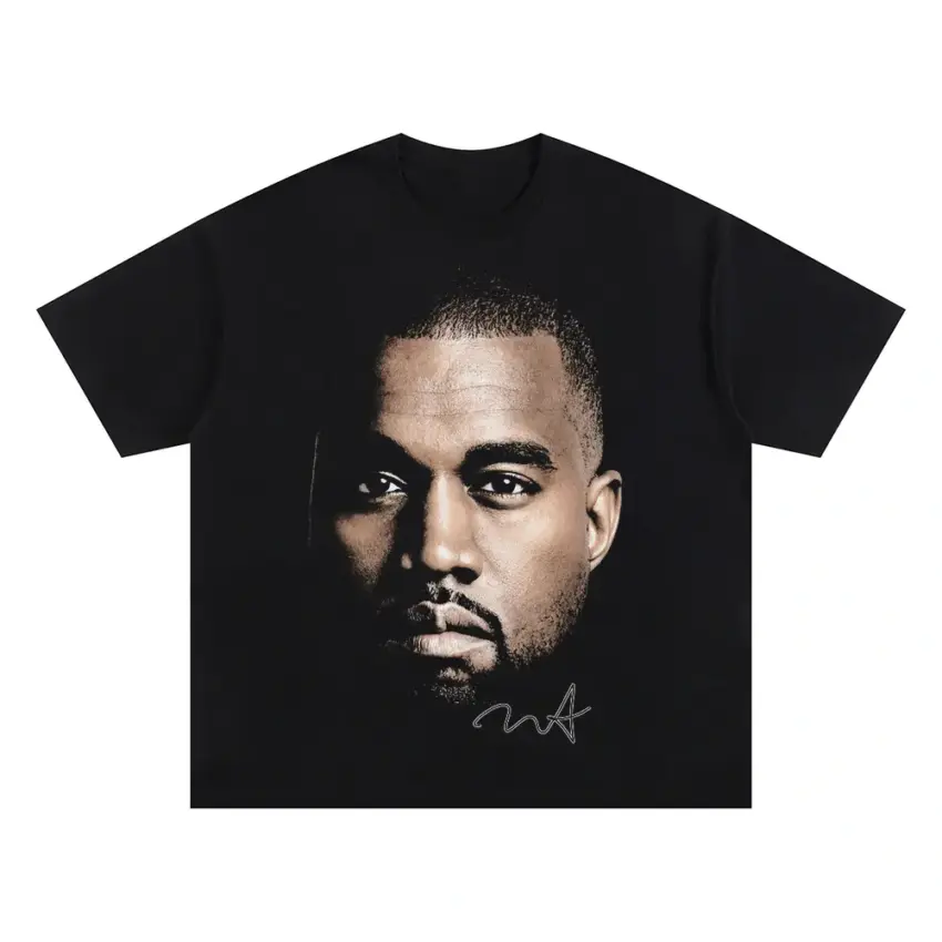 Kanye West Signature Portrait Oversized Black Graphic Tee