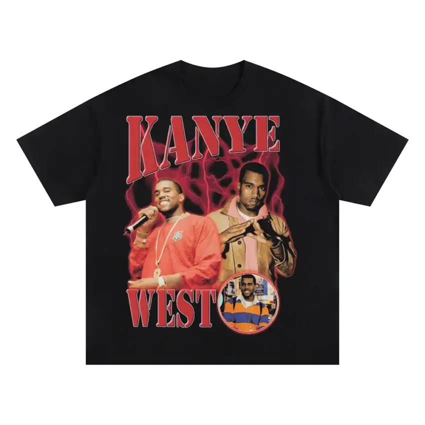 Kanye West Vintage Collage Oversized Black Graphic Tee