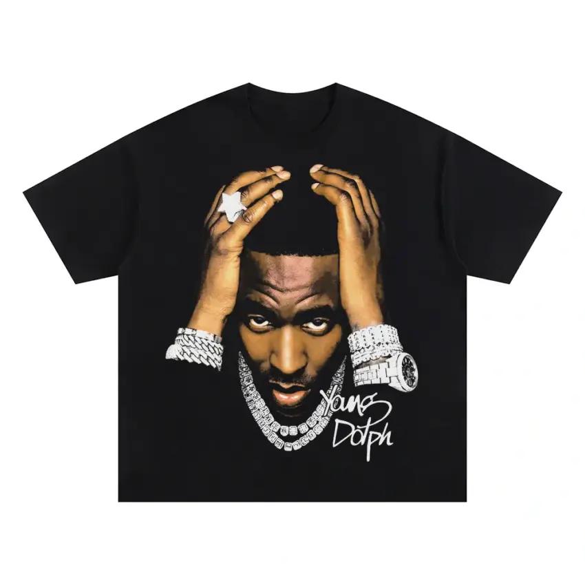 King Dolph Portrait Oversized Black Graphic Tee