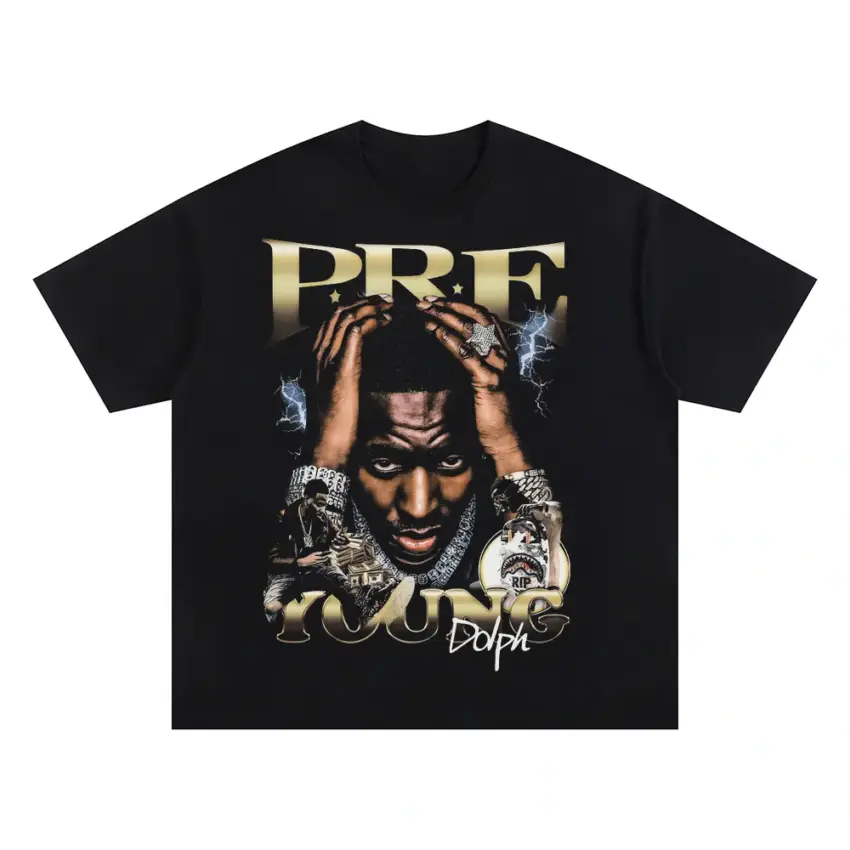 Key Glock Paper Route Empire Oversized Black Graphic Tee