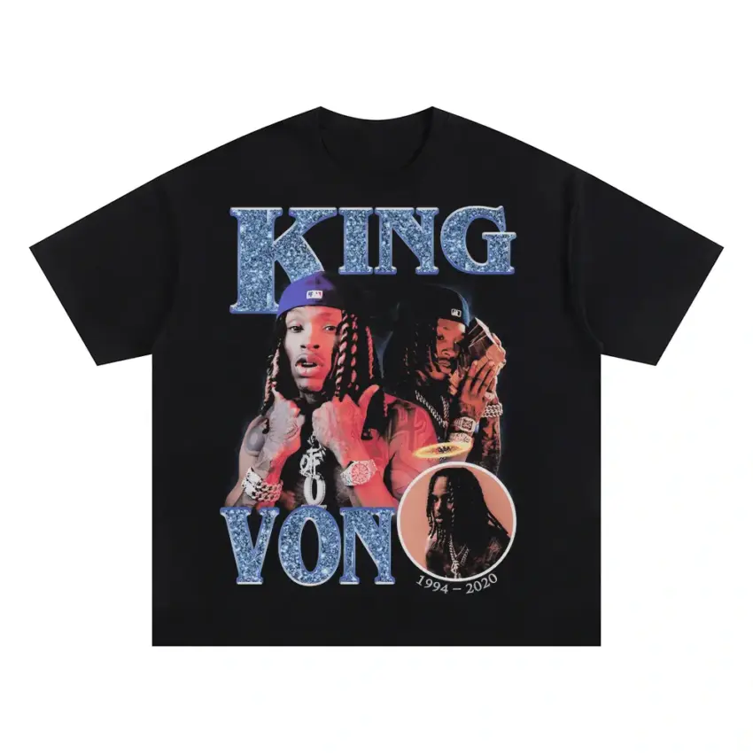 King Von Grandson Tribute Oversized Black Graphic Tee