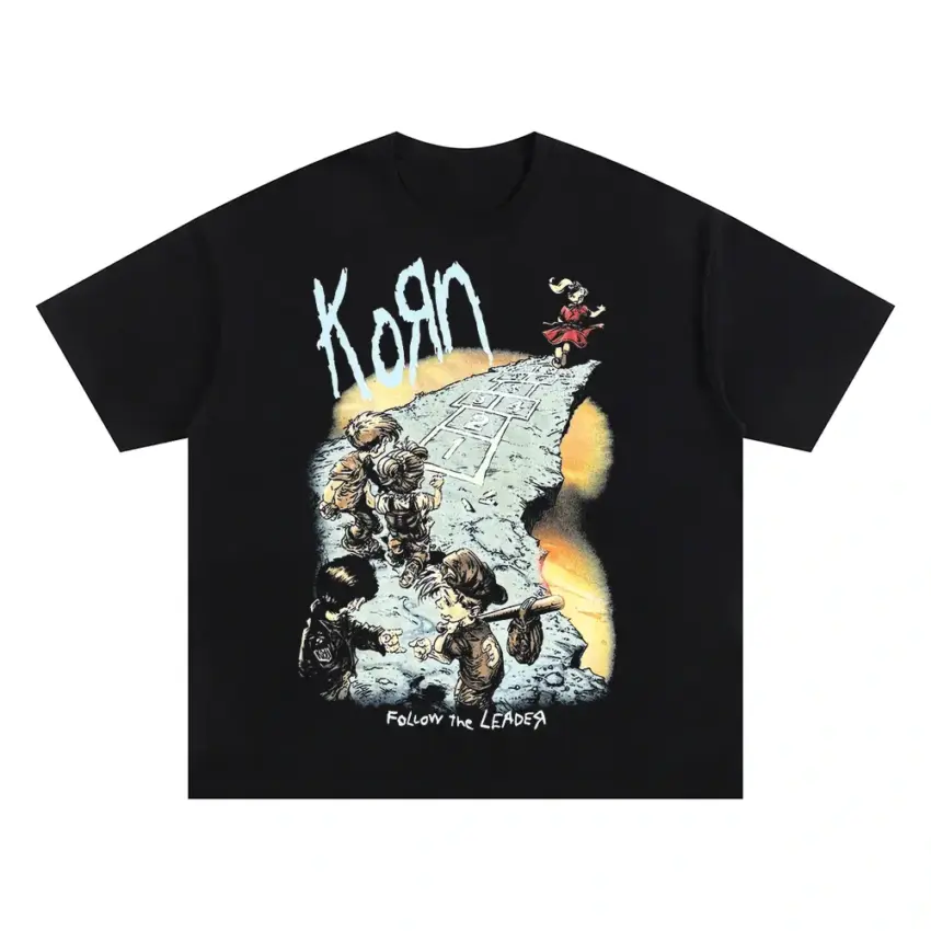 Korn Vintage Rock Tee Oversized Black Graphic Tee