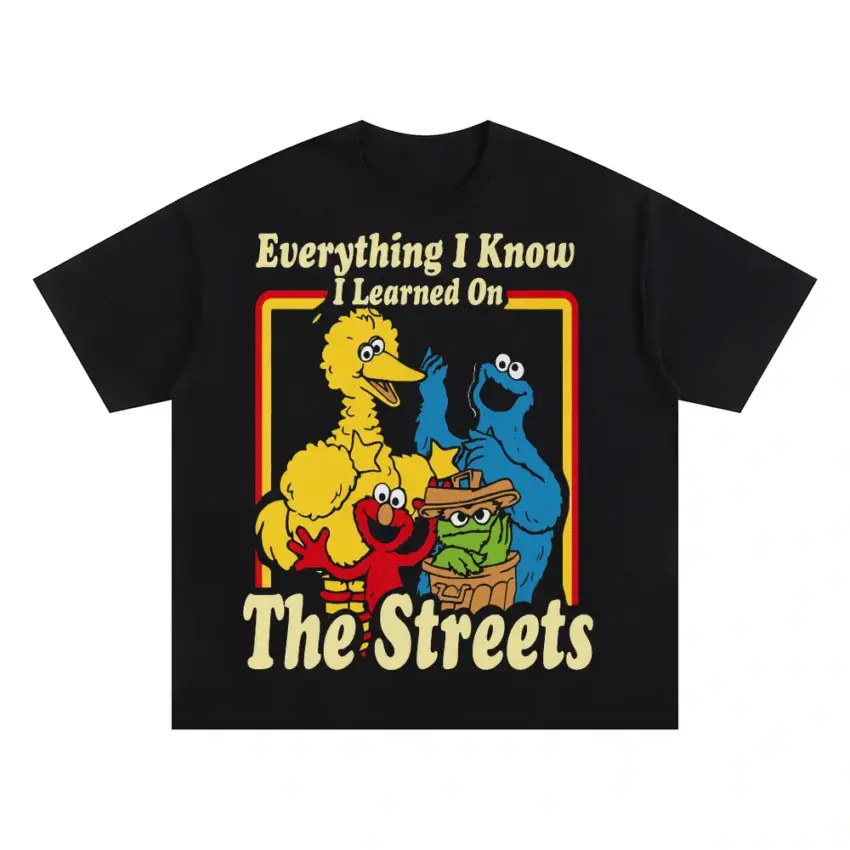 Learned On The Streets Oversized Black Graphic Tee