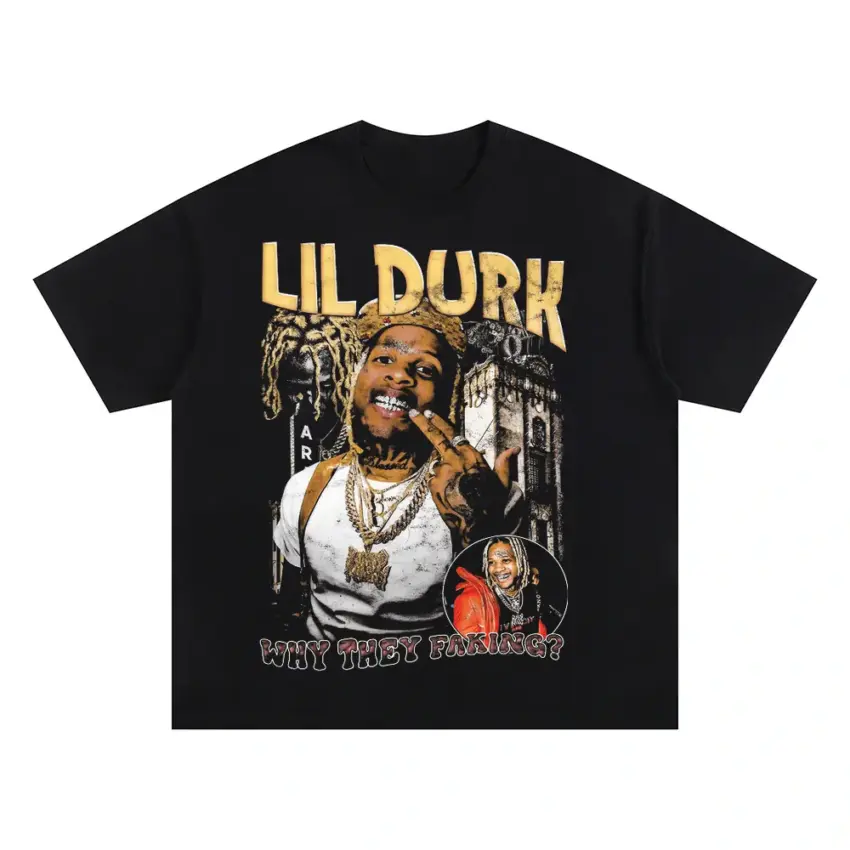 Lil Durk 7220 Era Oversized Black Graphic Tee