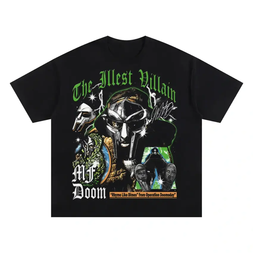 MF Doom The Illest Villain Oversized Black Graphic Tee