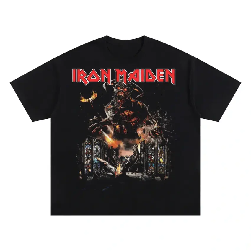Maiden Live After Death Oversized Black Graphic Tee