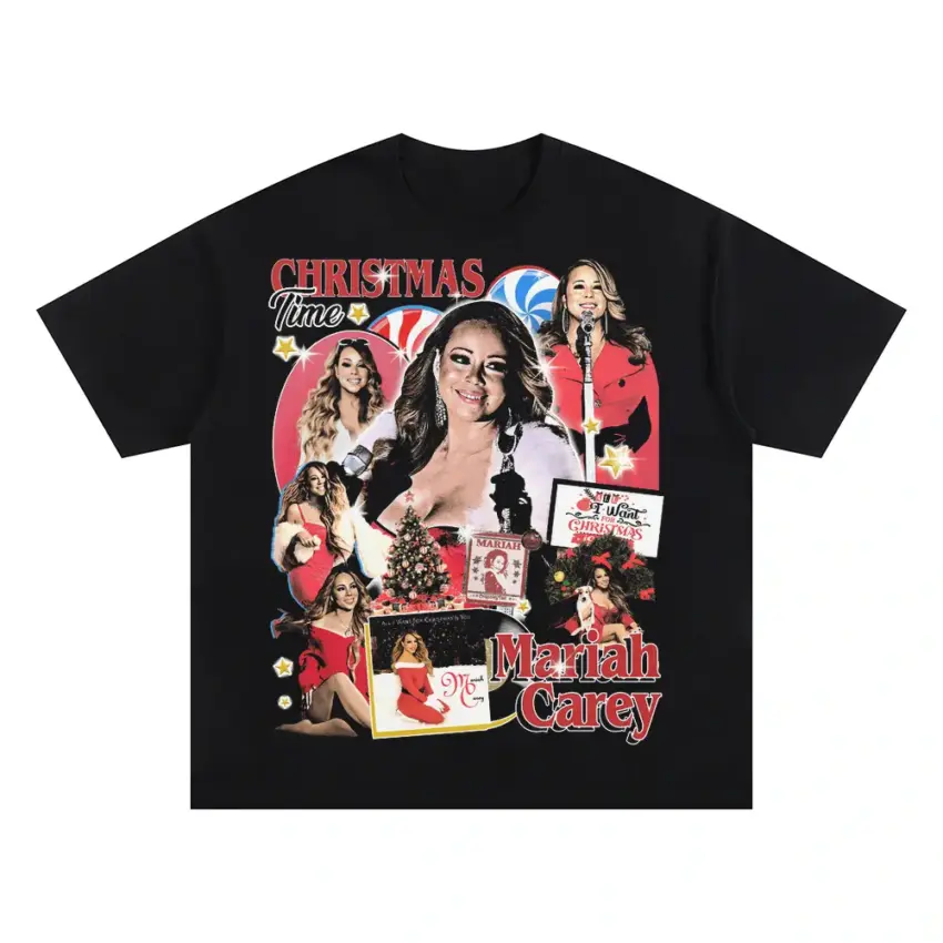 Mariah Carey Christmas Oversized Black Graphic Tee