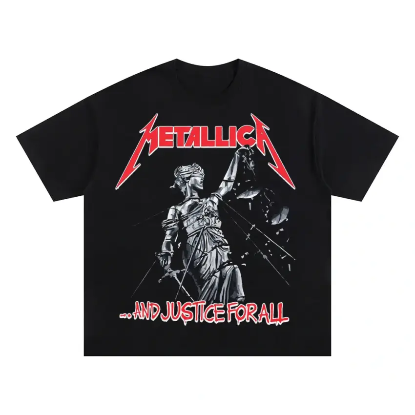 Metallica And Justice For All Oversized Black Graphic Tee