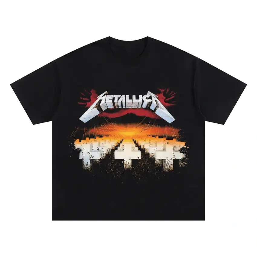 Metallica Ride The Lightning Art Oversized Black Graphic Tee