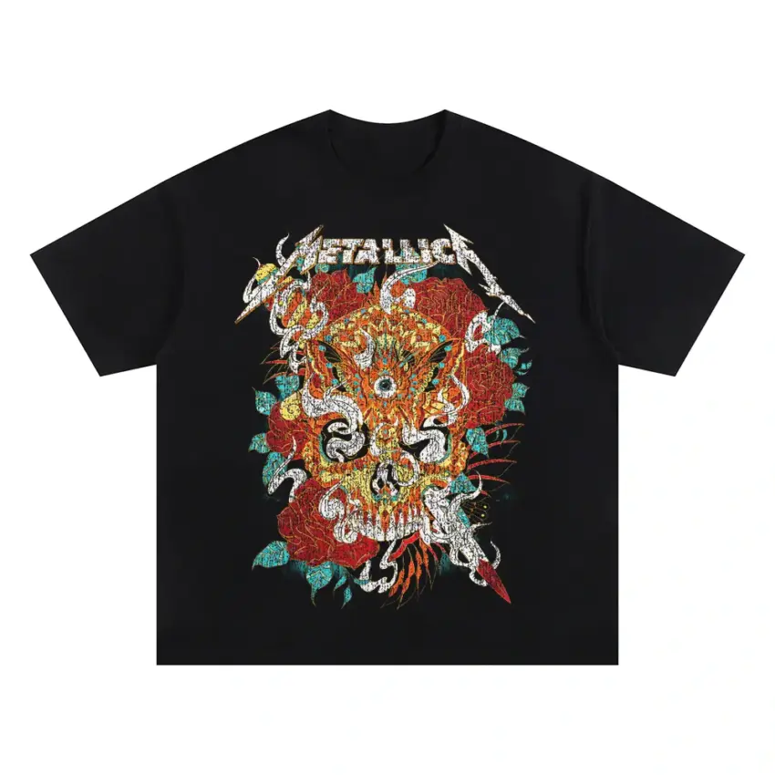 Metallica Sugar Skull Oversized Black Graphic Tee