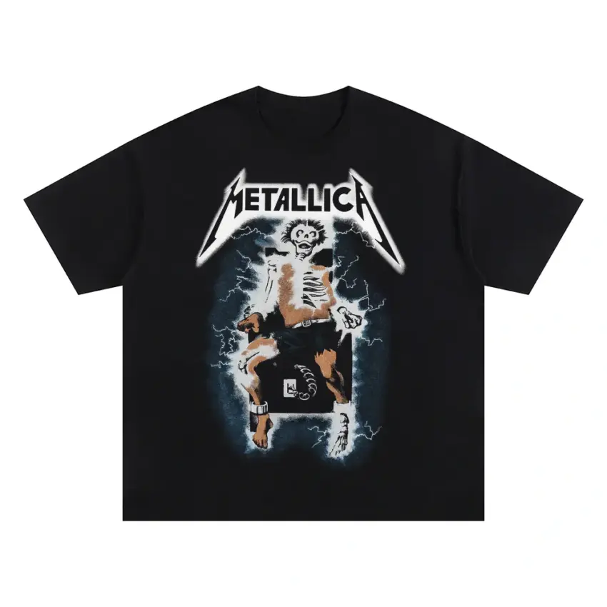 Metallica Ride The Lightning Oversized Black Graphic Tee
