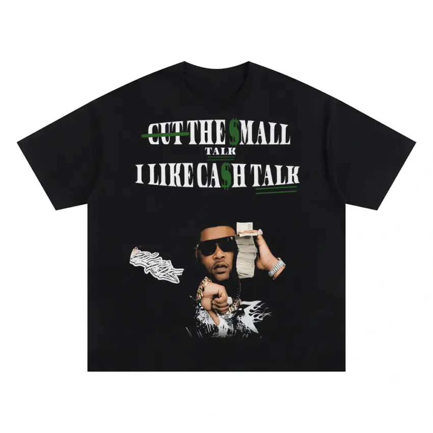 Moneybagg Cash Talk Oversized Black Graphic Tee