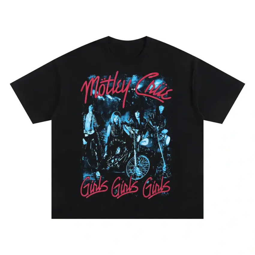 Motley Crue Girls Girls Girls Oversized Black Graphic Tee