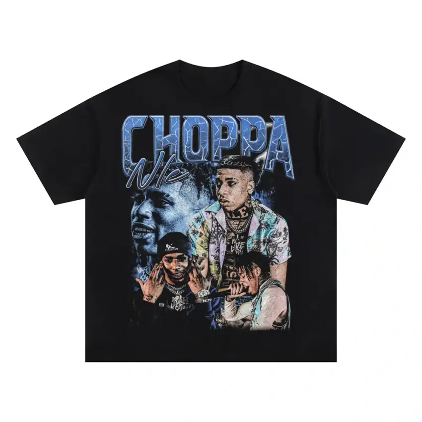 NLE Choppa Top Shotta Oversized Black Graphic Tee