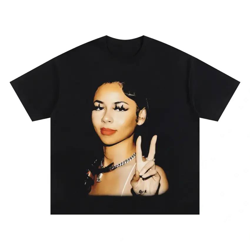 Natti Natasha Peace Sign Oversized Black Graphic Tee