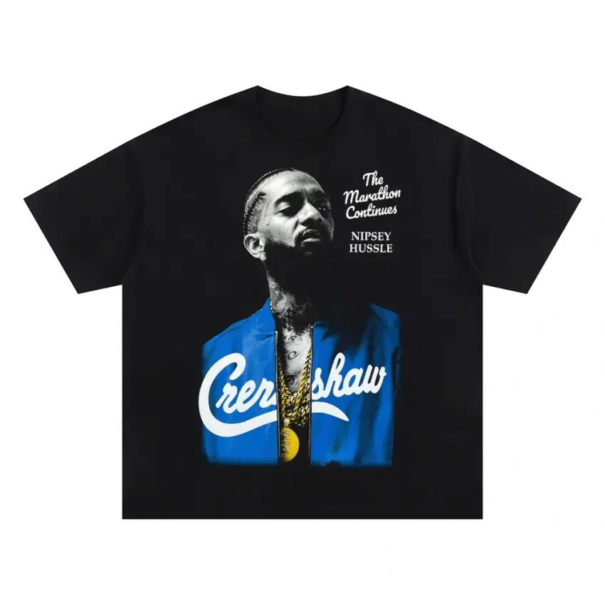 Nipsey Hussle Crenshaw Marathon Oversized Black Graphic Tee