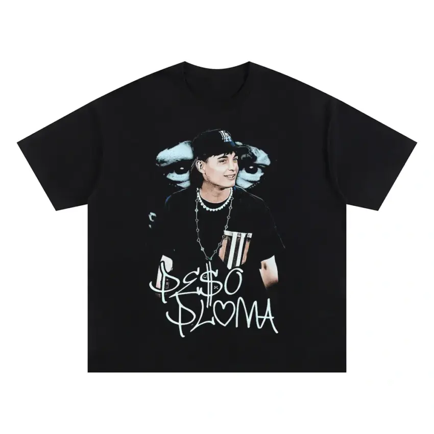 Peso Pluma Signature Portrait Oversized Black Graphic Tee