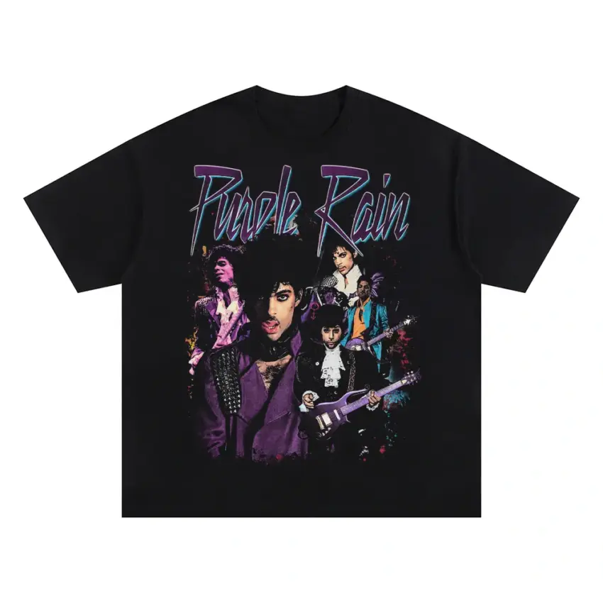 Prince And The Revolution Purple Rain Oversized Black Graphic Tee