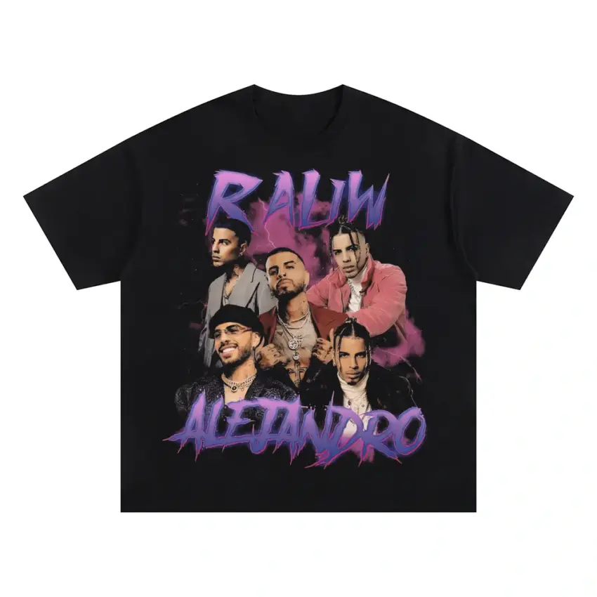 Rauw Alejandro Saturno World Tour Oversized Black Graphic Tee
