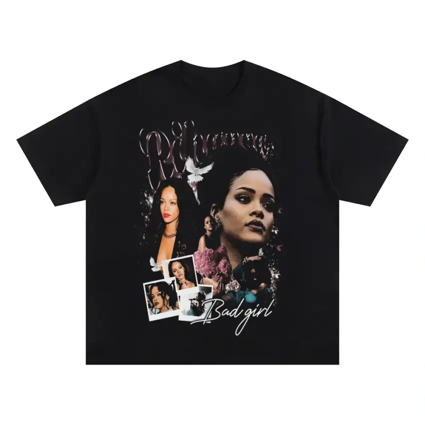 Rihanna Bad Gal Riri Oversized Black Graphic Tee
