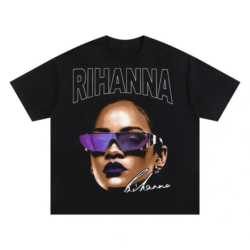 Rihanna Signature Shades Oversized Black Graphic Tee