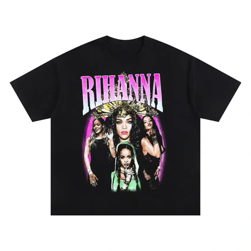 Rihanna Loud Era Tribute Oversized Black Graphic Tee