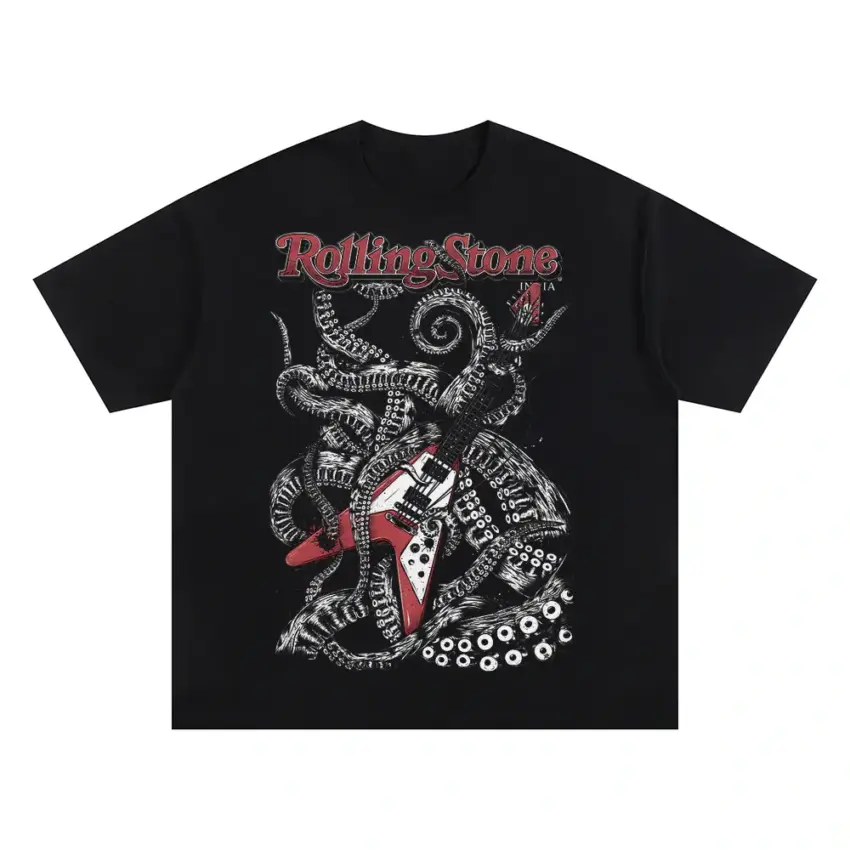 Rolling Stones Octopus Oversized Black Graphic Tee