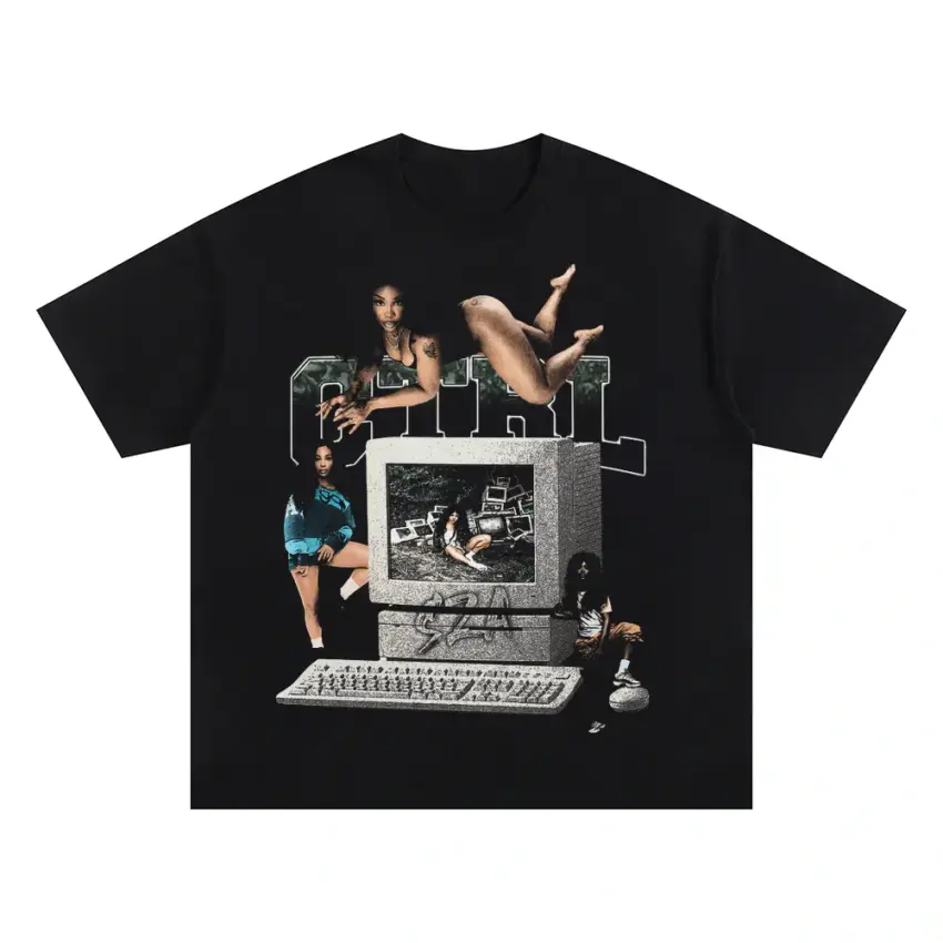 SZA Ctrl Collage Oversized Black Graphic Tee