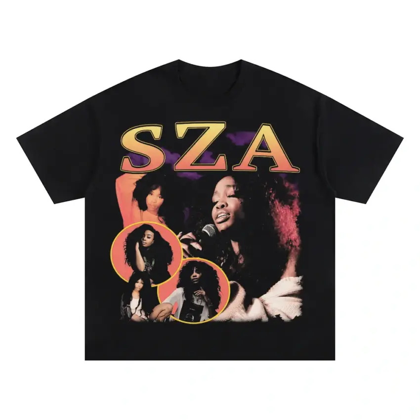 SZA Purple Haze Tribute Oversized Black Graphic Tee