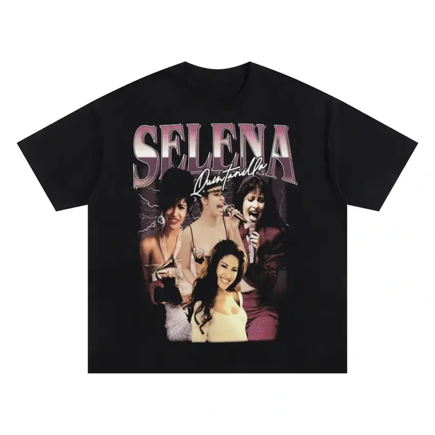 Selena Amor Prohibido Oversized Black Graphic Tee