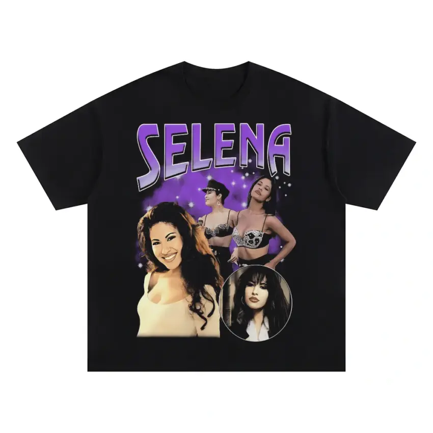 Selena Purple Reign Oversized Black Graphic Tee