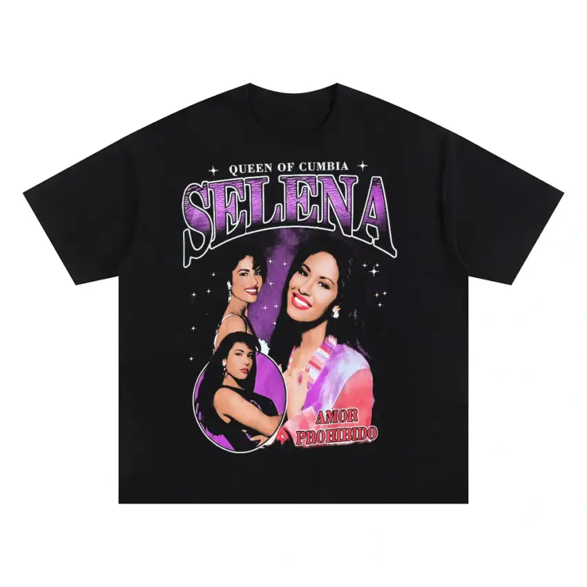Selena Queen Of Cumbia Oversized Black Graphic Tee