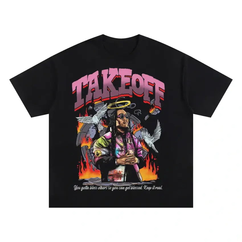 Takeoff Migos Forever Oversized Black Graphic Tee
