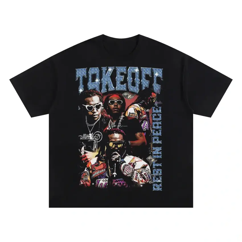 Takeoff Rest In Peace Oversized Black Graphic Tee