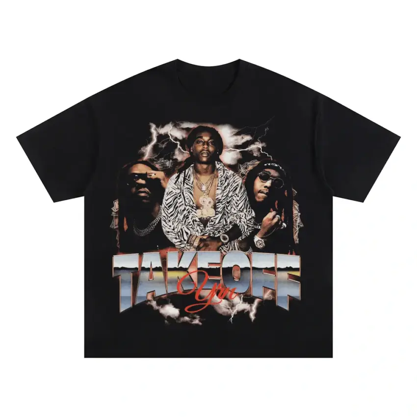 Takeoff The Last Rocket Oversized Black Graphic Tee